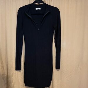 Elegant Black Long-Sleeve Dress